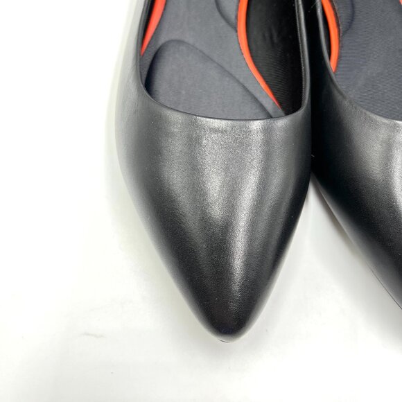 Rockport Womens Size 10.5 Adelyn Black Leather Pointed Toe Ballet Flats Shoes - Picture 4 of 14
